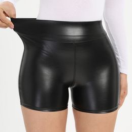 Sexy Black PU Leather Shorts Skinny Elastic High Waist Short Pants Women Clothing Faux Goth Leggings Summer 220602