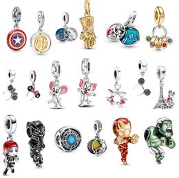 New s925 Sterling Silver Charm Loose Beads Beaded Womens Fashion Mouse Bear Original Fit Pandora Bracelet Movie Character Pendant DIY Luxury Jewellery Ladies Mom Gift