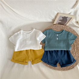 Clothing Sets Summer Thin Baby Cotton Linen Clothes Set Infant Boys Girls Short Sleeve T Shirt Shorts Outfits Children 2pcs SuitClothing