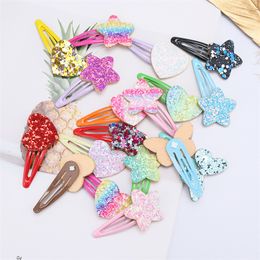 Candy Color Hairpins For Baby Girls Star Love Heart Butterfly Shaped Children Hair Accessories Rhinestone Barrettes Wholesale 0 65xt E3
