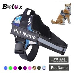 Dog Harness NO PULL Reflective Breathable Adjustable Pet Harness Vest with ID Custom Patch Outdoor Walking Dog Supplies 220815