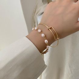Beaded Strands Vintage Pearl Bracelet For Women Trendy Lady Temperament Gold Color Bangles Jewelry South Korean Fashion Fawn22