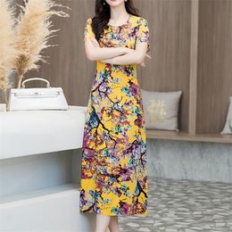 New Arrival Women Dress Female Summer Short sleeve ONeck Vintage Print Dresses Loose Casual Plus Size Vestidos Mujer 5XL T200603