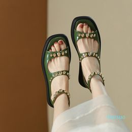 Sandals Niche Women Thick Bottom Real Soft Leather Open Toe Women's Summer All-match Platform Shoes Sandalias De Tacon