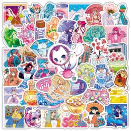 2 style 50Pcs/Lot Cartoon Good Luck Crystal Sticker Cute Crystal Girl Graffiti Stickers for DIY Luggage Laptop Skateboard Motorcycle Bicycle Decals Wholesale