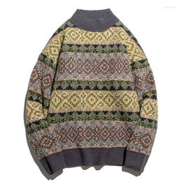 Men's Sweaters Hip Hop Stripe Geometric Knitted Men 2022 Color Block Harajuku Jumper Sweater Oversize Pullover Cotton Christmas