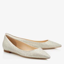 Sandali classici per donna tacchi alti Romy Flats Glitter / balletto in pelle Décolleté a punta Décolleté da donna Abito da cerimonia nuziale Décolleté 35-43