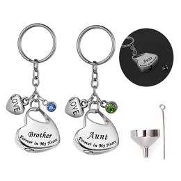 Customize Key Rings Stainless Steel Love Engraved Heart Pendant Keychain Cremation Urn Jewelry for Human Pet Ashes - Forever In My Heart