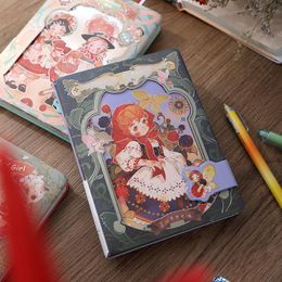 Notepads Little Girl's Fairytale Soft PU Leather A6 Journal Book 160P Colorful Blank Lined Free Pages Vintage Notebook Diary Planner Gif