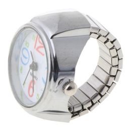 Wristwatches Movement Quartz Finger Ring Watch Dial Round Arabic Stainless Steel