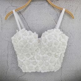 Sexy bra tops diamond beading flowers Push Up Bralet Women's Corset Bustier Bra Night Club Party Cropped Top Vest F2047 220318