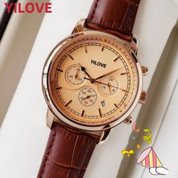 Stopwatch Mission Runway 45MM Watch Fashion Mens Business Day Date Clock Japan Quartz Movement Good Looking Montre De Luxe Gifts Waterproof Leather Wristwatches