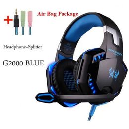 G2000 Wired headset with mic High quality Earphones stereo surround computer mobile headset esports game light headsets