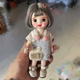 17CM Mini Cute BJD Dolls Fashion Clothes Suit Princess Makeup Joints Movable Bebe Reborn Accessories 16CM 1/8 Doll for Girls Toy 220418