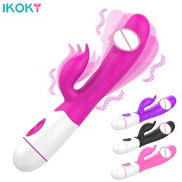 IKOKY G Spot Dildo Rabbit Vibrator 30 Speed Dual Vibration sexy Toys For Women Vagina Clitoris Massager Female Masturbator