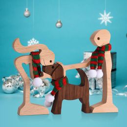 Decorative Objects & Figurines Warm Gifts Wood Figurine Desktop Table Ornament Wooden Men Puppy Model Creative Home Office Decoration Lovely