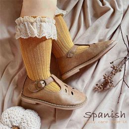 Soft Cotton Newborn Baby Girls Long Socks Patchwork Top Lace Layer Knee-High Stocking Breathable Spring/Summer Princess L220716