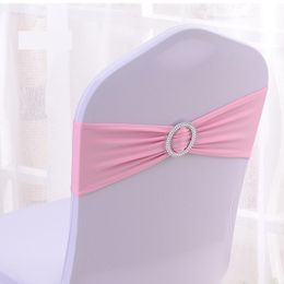 Spandex Lycra Wedding Chair Cover Sash Bands Party Supplies Birthday Chair buckle sashe Decoration Colours Available