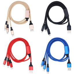 3 in 1 Charging Cables Wire 1.2m For Samsung S20 Note 10 Xiaomi Micro USB Type C Charger Cable Cord Line