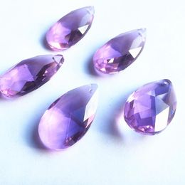 Chandelier Crystal 100% Quality 100pcs/lot 38 22mm Purple Color Faceted Pear Pendants Hanging Drops For DIY PartsChandelierChandelier