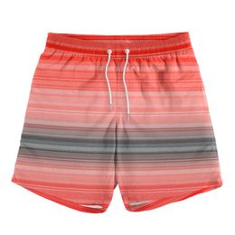 Mens Shorts Summer Men Red Gradient 3d Printed Surffing Stylish Elastic Drawstring Beach Pants Quick Dry Swim Trunks for Menmens