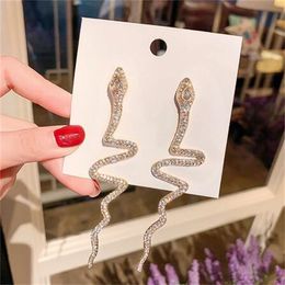 Charm Long Tassel Crystal Drop Earrings for Women Shiny Snake Shape Rhinestone Dangle Earring Weddings Fashion Jewellery Gifts GC1033