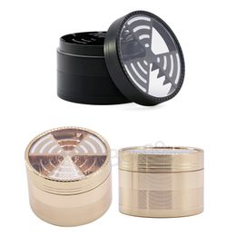 63mm Tobacco Grinder 4 Layer Colourful Smoking Herb Grinders Clear Lid Zinc Alloy Cigarettes Grinding Miller Herbs Crushers BH6244 TYJ