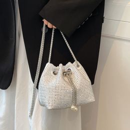 Bright Diamond Mini Female Handbags and Purses 2022 Luxury Designer Women's Chain Bucket Bag New Fashion Shoulder Crossbody Bags Y220802
