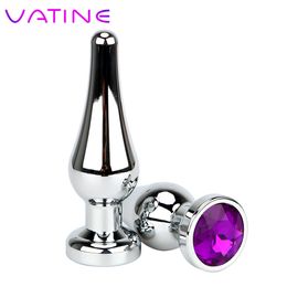 VATINE Stainless Steel Diamond Metal Anal Plug Adult Product Fetish Chastity sexy Toys for Women and Men Butt