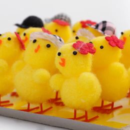 Decorative Objects & Figurines Cute Easter Chick DIY Miniature Animal Simulation Plush Craft Toys Mini Chicken Garden Ornaments Kids Birthda