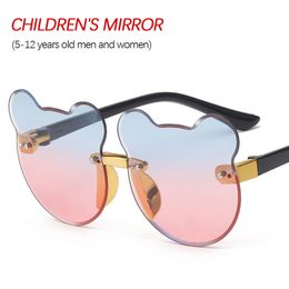 Kids Cute Cartoon Bear Shape Flower Round Sunglasses Boy Girls Children Vintage Uv400 Colours Rimless Polarised Sun Glasses 220705