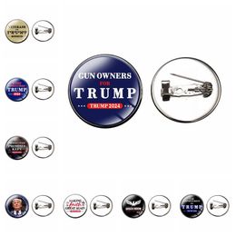 Party Favour Trump 2024 Brooch Trump Campaign Supporter Glass Gem Badge Brooches