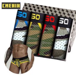 CMENIN 4Pcs Camouflage Men's Briefs Soft Panties Jockstrap Innerwear Sexy Man Underwear Brief Men Breathable Mesh Underpants T220816