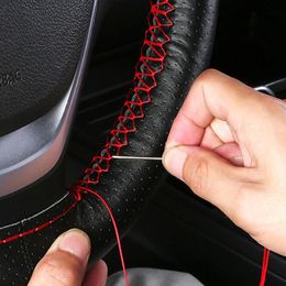 Steering Wheel Covers Car Braid Cover Soft Texture With Needles And Thread Artificial Leather Styling AccessoriesSteering