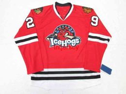rare STITCHED CUSTOM COREY CRAWFORD ROCKFORD ICEHOGS AHL RED Hockey Jersey Add Any Name Number Men Youth Women XS-5XL