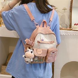 Cute small girls backpack Fashion candy colored young girl outing backpack Contrasting color design mini student schoolbag 220425