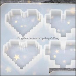 Craft Tools Arts Crafts Gifts Home Garden Diy Epoxy Resin Sile Molds Drop Glue Pixel Geometry Heart Shaped Crystal Mod 6 Pcs One Sets M2