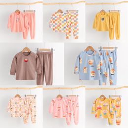 colour yellow Canada - Clothing Sets Autumn Winter Pajamas Clothes Baby Boys Girls Long Sleeve Underwear Suit Cotton Sleepwear For Children 1-6yClothing