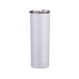 20oz sublimation straight tumblers blanks white 304 Stainless Steel Vacuum Insulated Slim DIY 20 oz Cup Car Coffee Mugs Sea Shipping 300lots DAC471