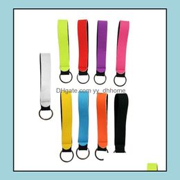 Party Favour Event Supplies Festive Home Garden Solid Colour Neoprene Wristlet Keychains Lanyard Strap Band S Dhwci