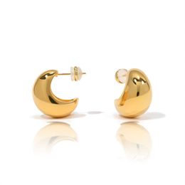 Ins Star With The Same Gold Colour Ball Earrings C-Shaped Stud Girl Niche Design All-Match High-End Simple Fashion Accessories Gift