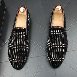 Fashion New Designer Men Pointed Luxury Rhinestone Oxford Flats Casual Shoes Homecoming Wedding Dress Prom Zapatillas Hombre