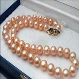 Wonderful Genuine 7-8MM Natural Pink Akoya Cultured Pearl Necklace 18"