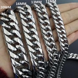 Chains 9/11/13/16/20mm Wide Strong Men Cuban Curb Link Chain High Polished Silver Color 316L Stainless Steel Bracelet/NecklaceChains Sidn22