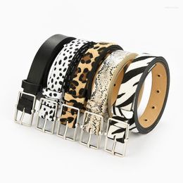 Belts Leather Belt For Women Square Buckle Jeans Cow Pattern Snake Leopard Waist Vintage Strap FemaleBeltsBelts Emel22