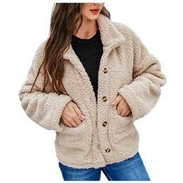 Women's Jackets Women's Lapel Single Breasted Coat Long Sleeve Pocket Fashion Loose Wool CoatWomen's