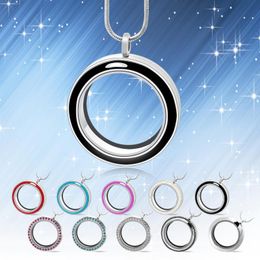 Pendant Necklaces Diylocket 30mm Round Twist Glass Floating Charm Locket Living Memory Chains Included For Free LSFL024Pendant