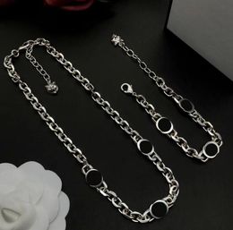 Designer Choker Necklace Fashion Men Women Stainless Steel Bracelets Cuban Silver Chain Brand Letter Pendants for Unisex Collar Hip hop Pendant