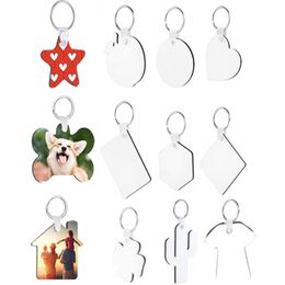 10 Styles Sublimation Blank DIY Keychains Party Favor Sundries Wooden Key Pendants Thermal Transfer Double-sided Keyring White Gift Keychain Accessories