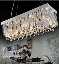 Pendant Lamps Sunroom Splended Lighting Modern Silver Crystal Hanging Lustre Rectangle Lamp For Dining Room Cafe LampPendant